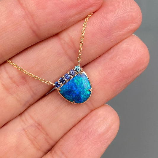 Marine Dreams Blue Boulder Opal Necklace by NIXIN Jewelry