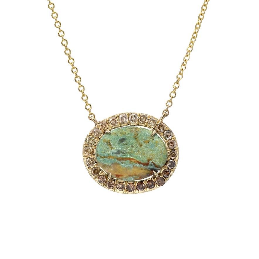 Navajo Turquoise Diamond Necklace on white background
