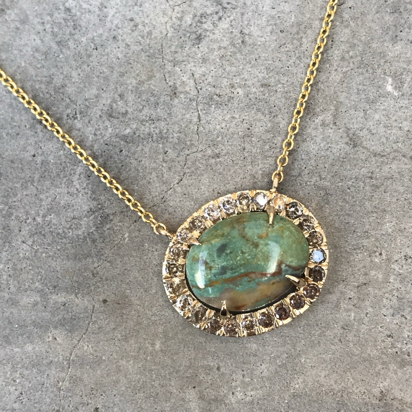 Navajo Turquoise Diamond Necklace shot head on