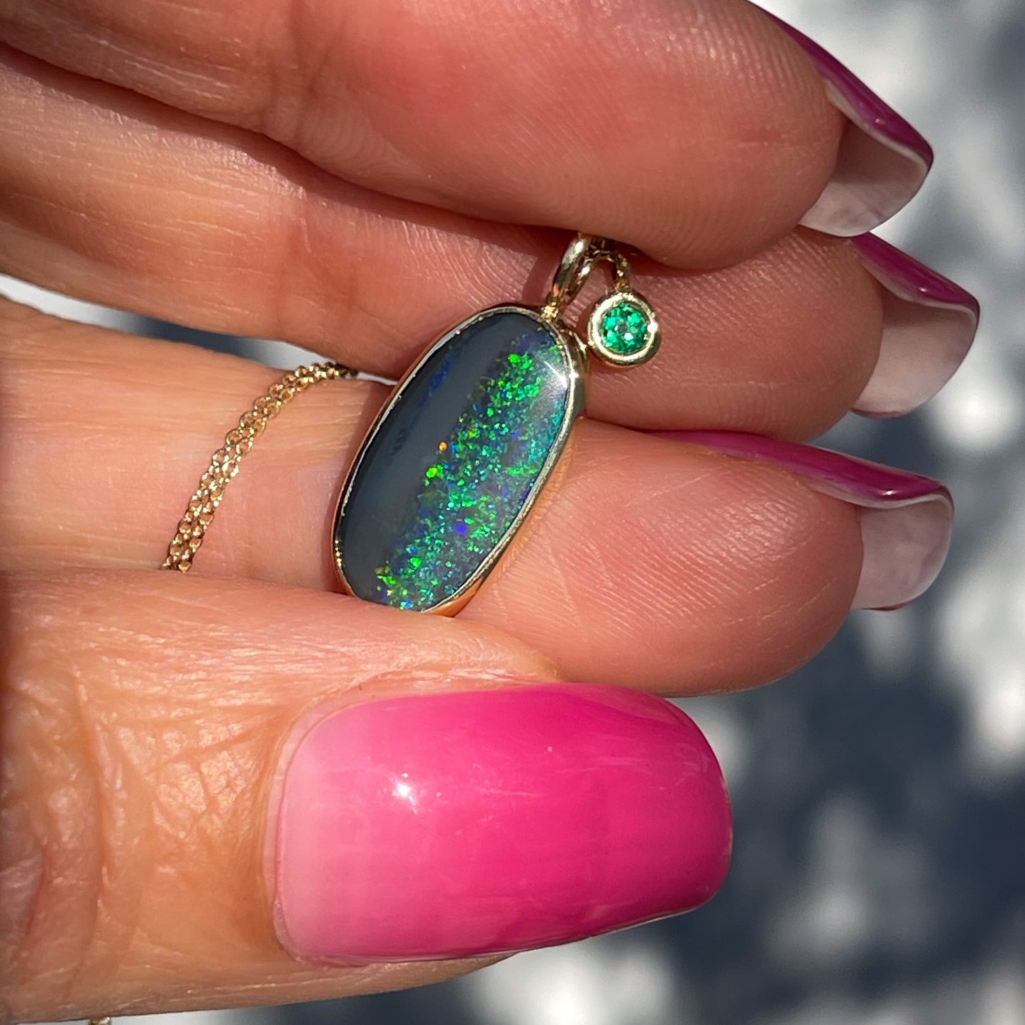 necklace Night Becomes Her Emerald and Opal Necklace