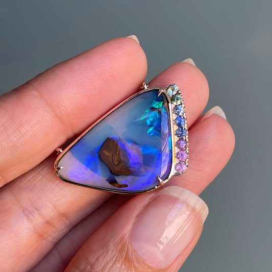 Crystal opal necklace in 14k rose gold by NIXIN Jewelry