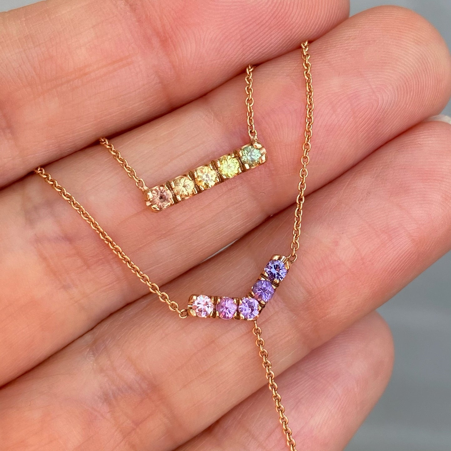 Pegasus Chev Lariat Ombré Sapphire Necklace line + hue collaboration with NIXIN Jewelry