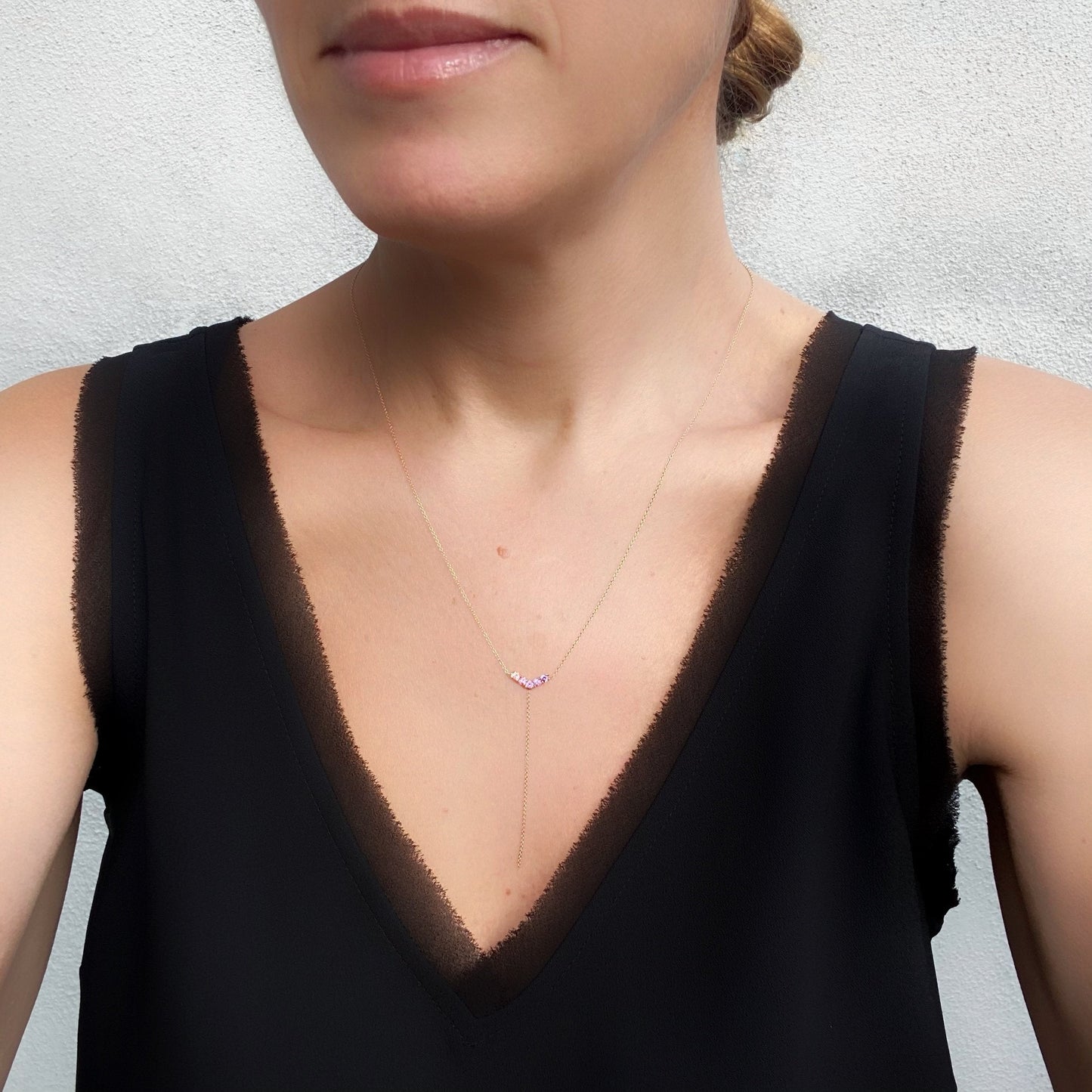 Pegasus Chev Lariat Ombré Sapphire Necklace line + hue collaboration with NIXIN Jewelry