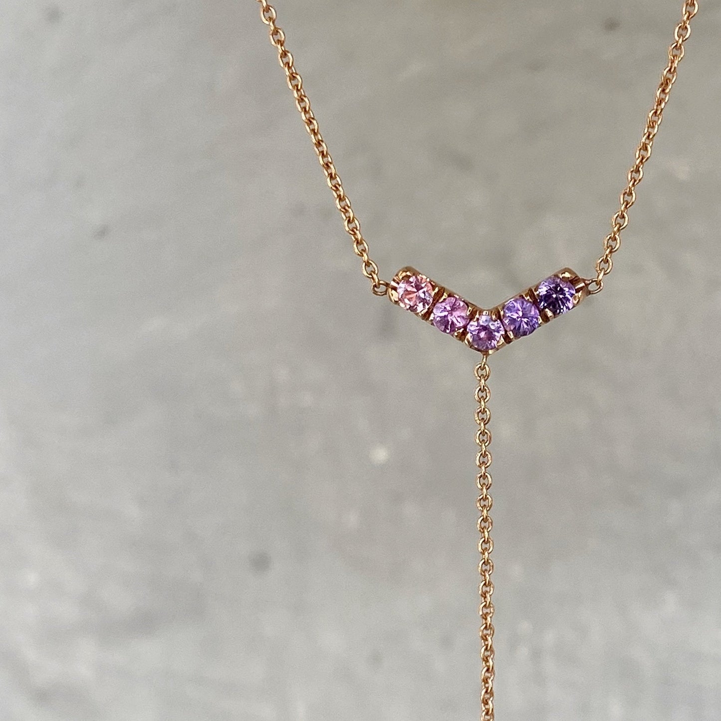 Pegasus Chev Lariat Ombré Sapphire Necklace line + hue collaboration with NIXIN Jewelry