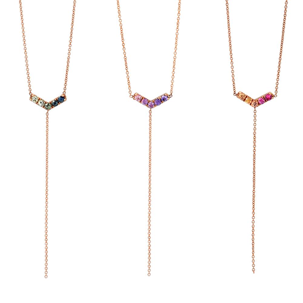 Pegasus Chev Lariat Ombré Sapphire Necklace line + hue collaboration with NIXIN Jewelry