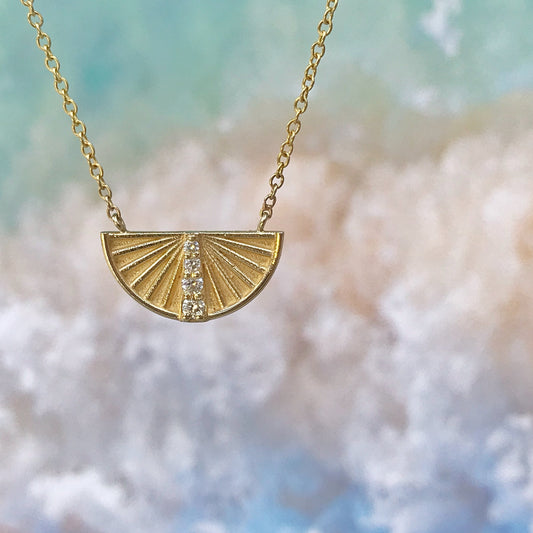 Rise Diamond Necklace - 14k Yellow Gold Half Circle-necklace-NIXIN-14k Yellow Gold-NIXIN