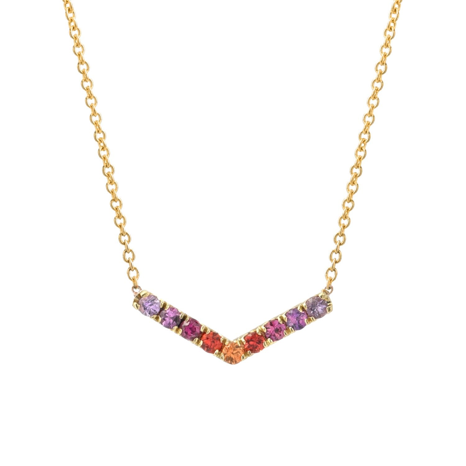 1 Grand & 4 Classic Pink Sapphire & Pink Tourmaline Necklace in 14k Go