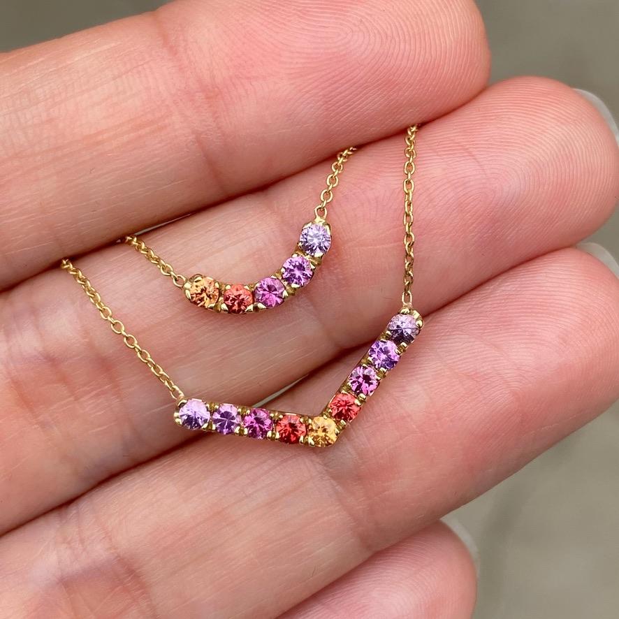 Riviera Grand Chev Ombré Sapphire Chevron Necklace line + hue collaboration with NIXIN Jewelry