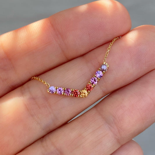 Riviera Grand Chev Ombré Sapphire Chevron Necklace line + hue collaboration with NIXIN Jewelry