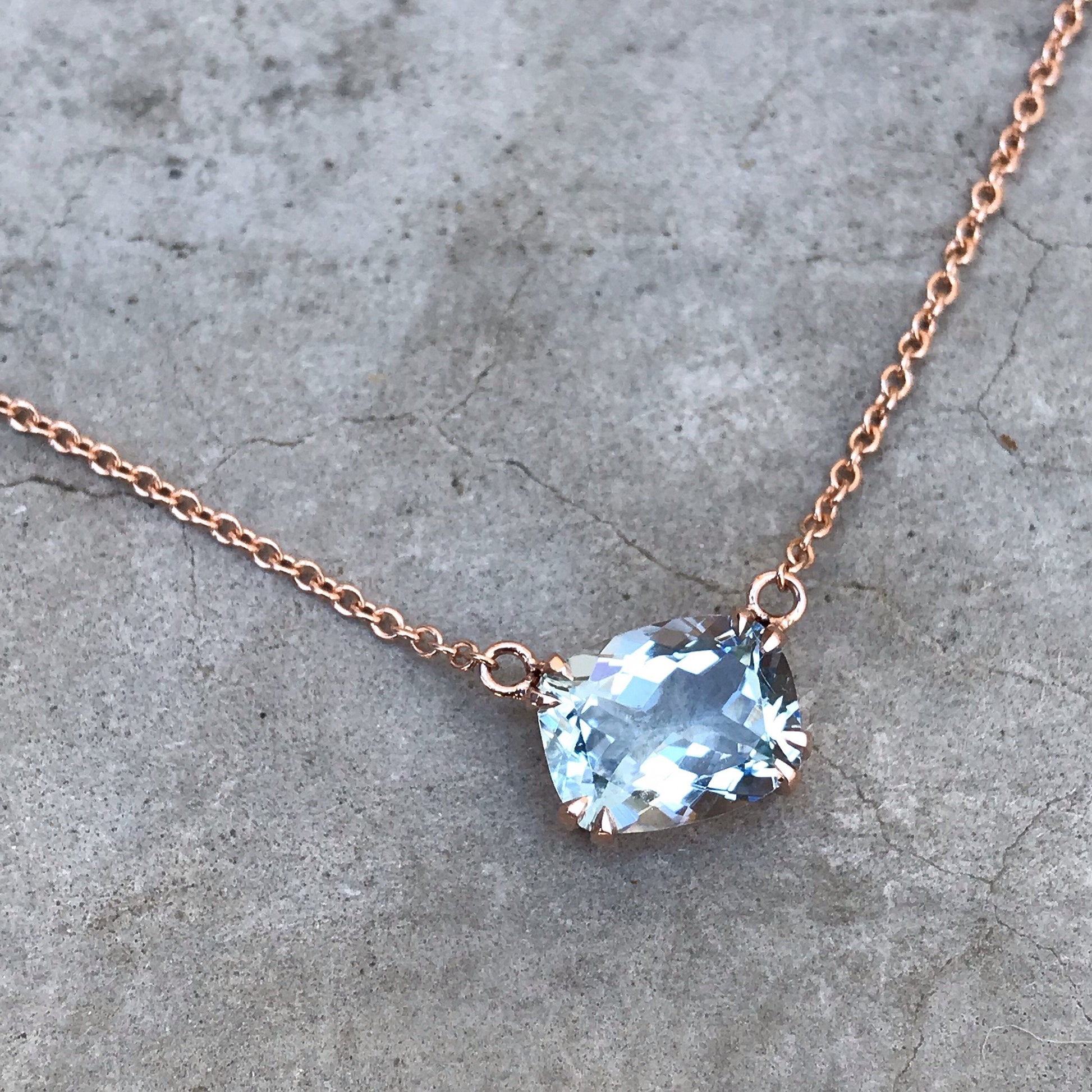 Rosewater Aquamarine Necklace in Gold-necklace-NIXIN-NIXIN