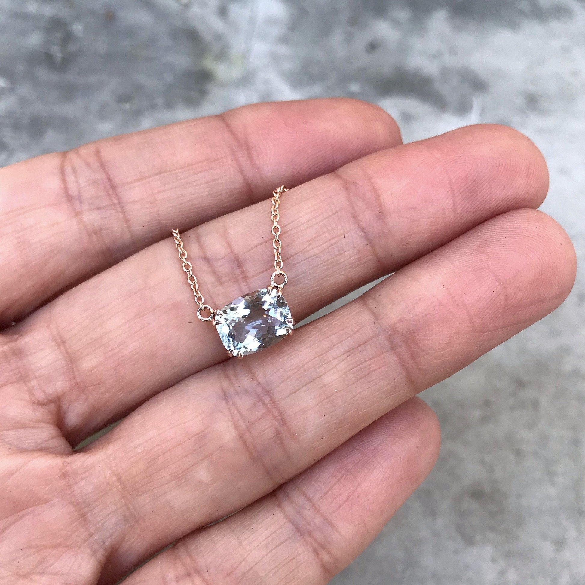 Rosewater Aquamarine Necklace in Gold-necklace-NIXIN-NIXIN