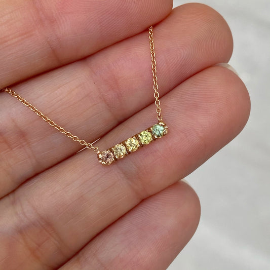 Summer Melon Linea Ombré Sapphire Bar Necklace line + hue collaboration with NIXIN Jewelry