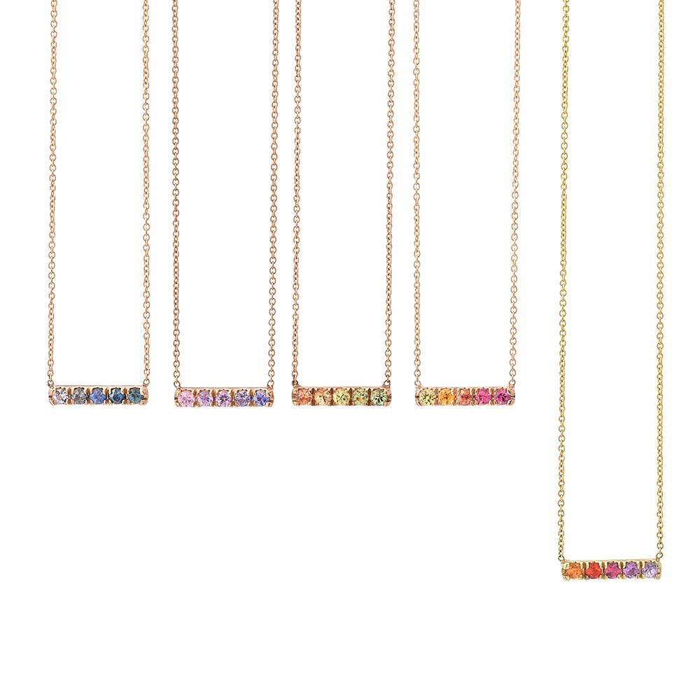 Sunset Linea Ombré Sapphire Bar Necklace line + hue collaboration with NIXIN Jewelry