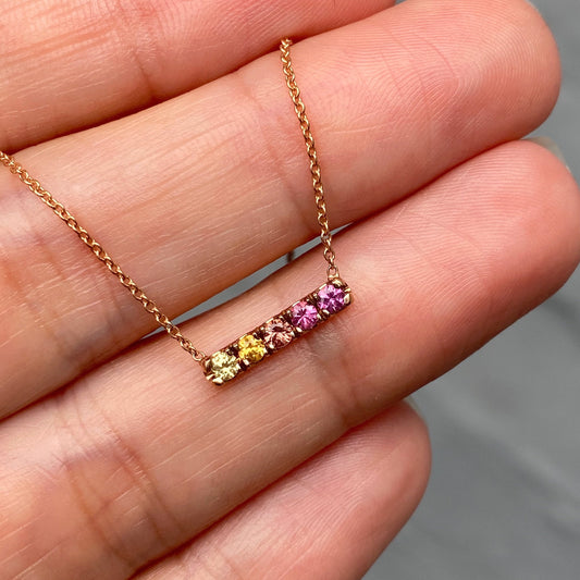 Sunset Linea Ombré Sapphire Bar Necklace line + hue collaboration with NIXIN Jewelry