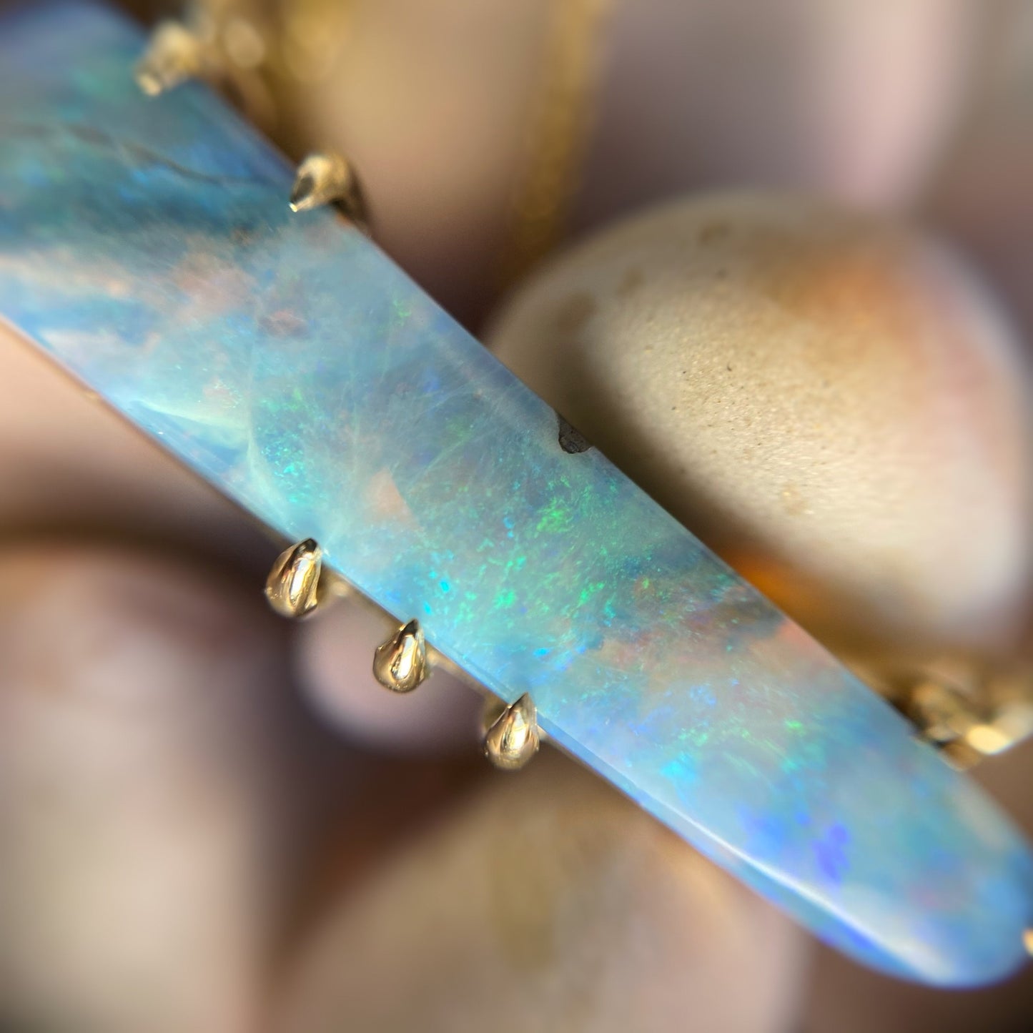 Winter Flurry Boulder Opal Diamond Station Necklace by NIXIN Jewelry