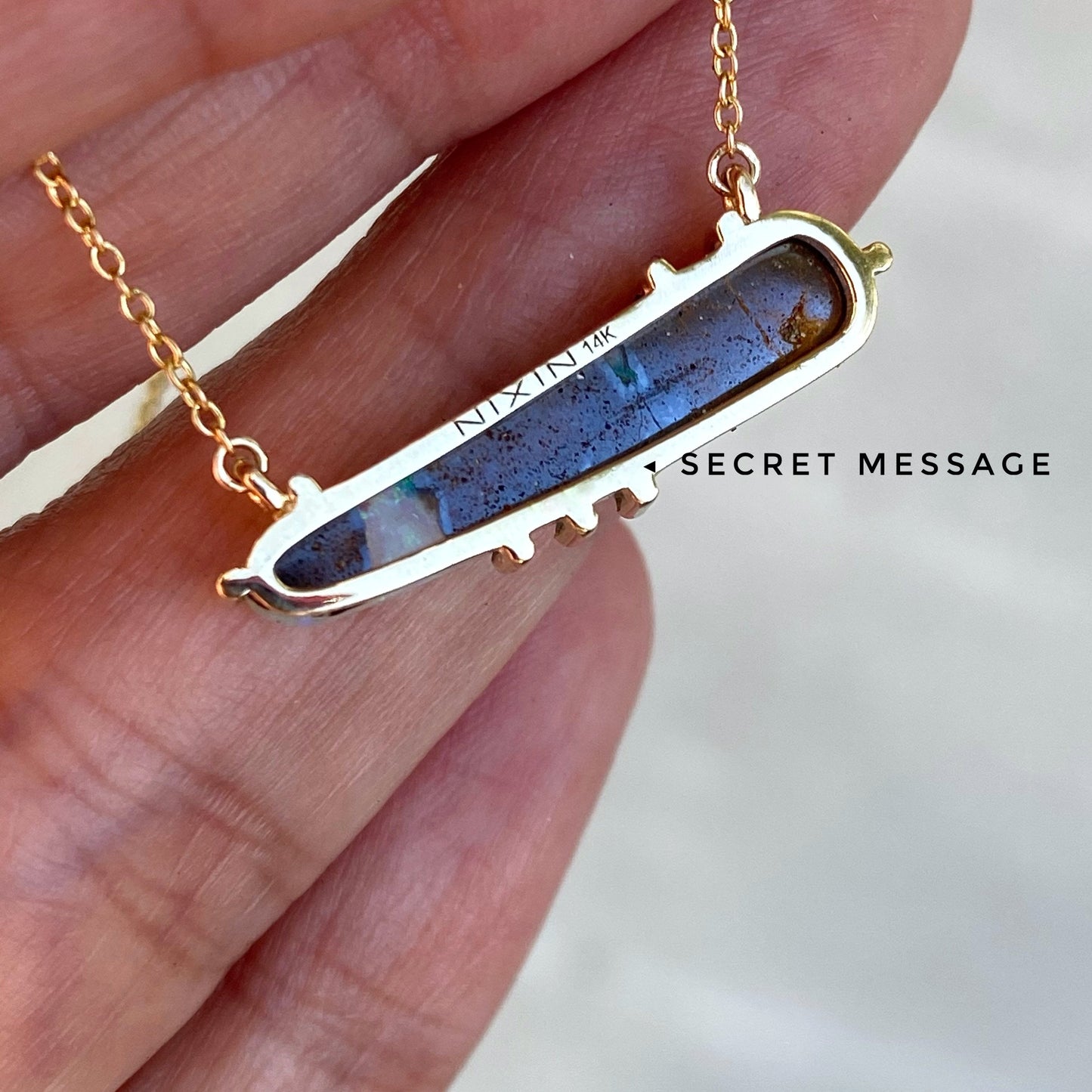 Winter Flurry Boulder Opal Diamond Station Necklace by NIXIN Jewelry