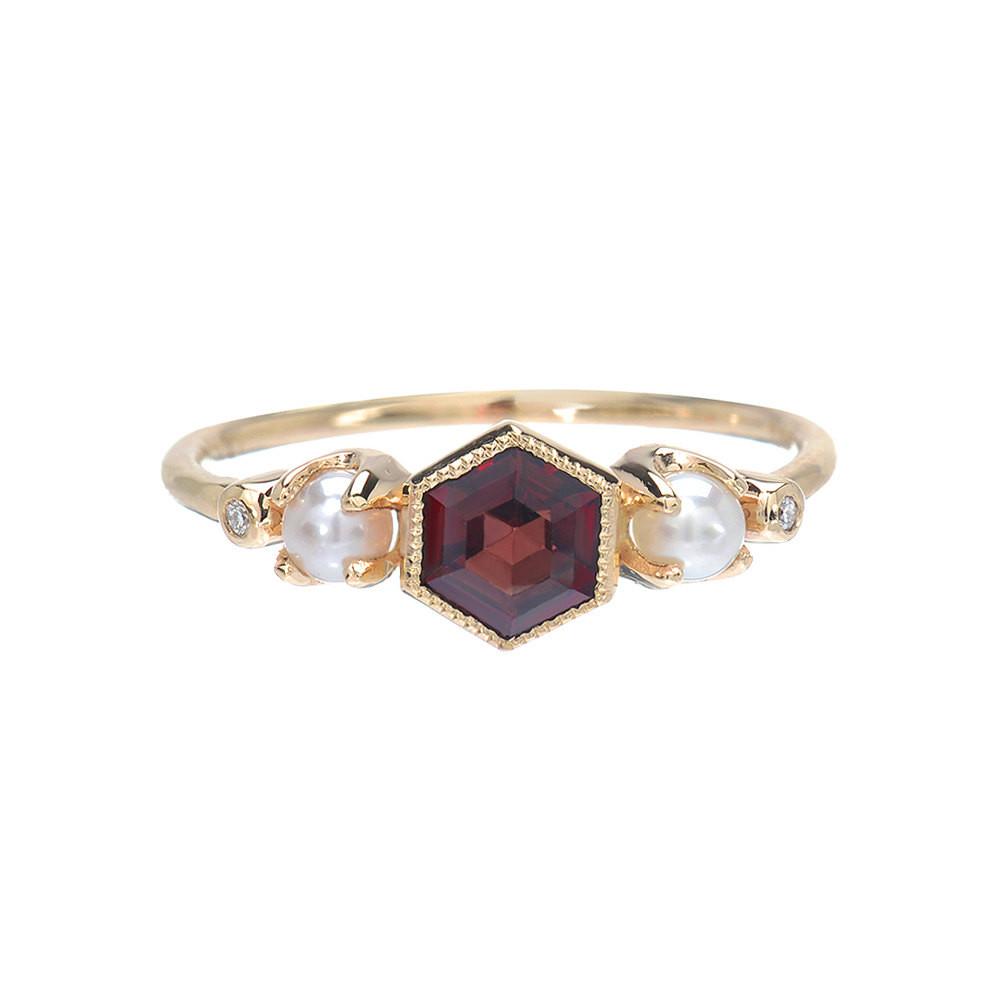 Diamond and Garnet Ring