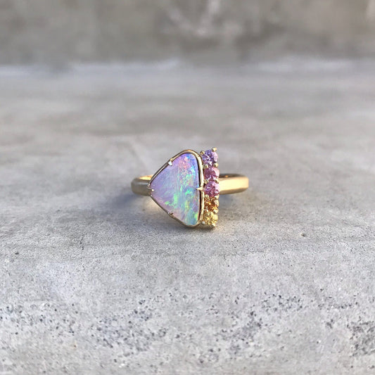 Color of My Dreams Opal and Ombre Sapphire Ring - Size 6.25-ring-NIXIN-6.25-NIXIN