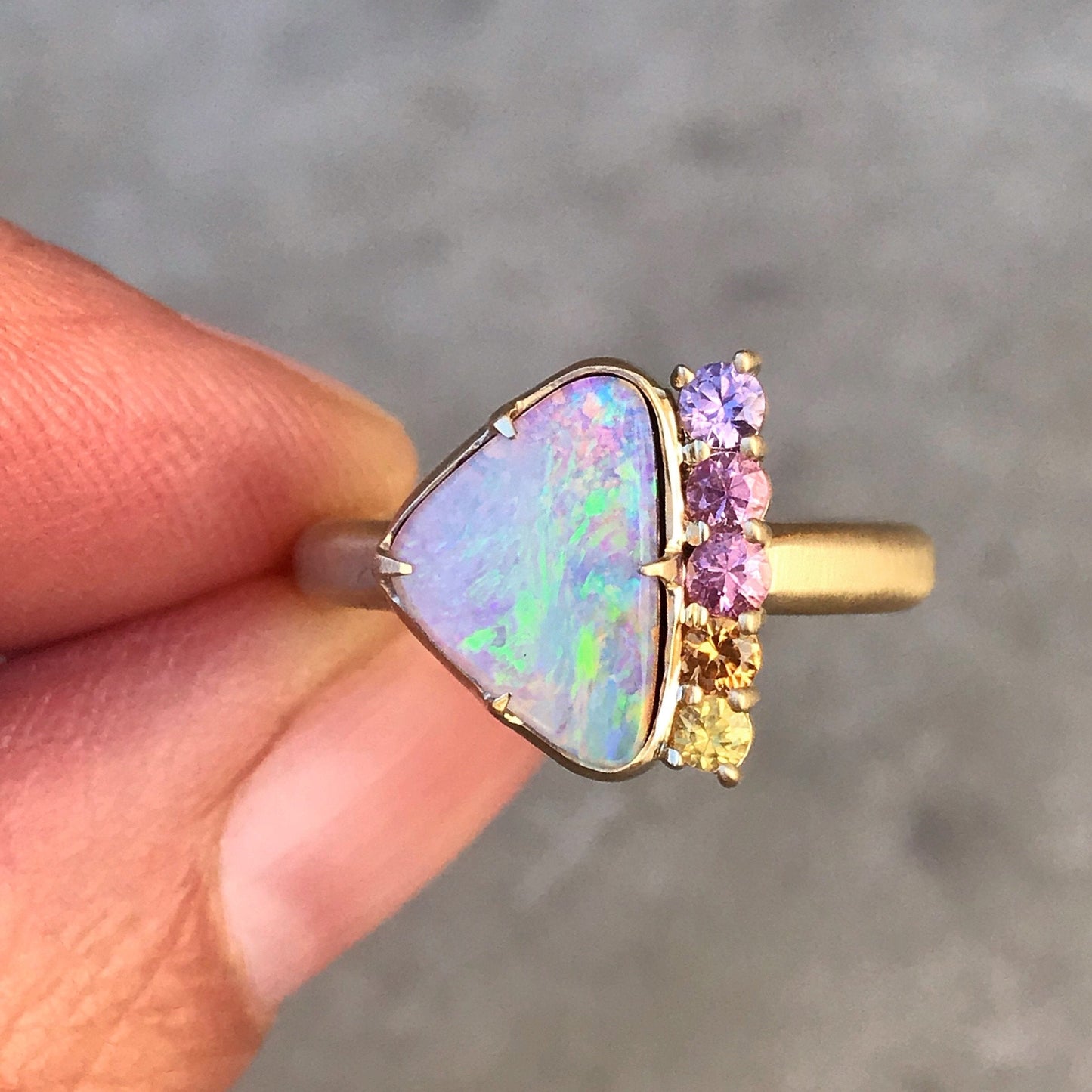 Color of My Dreams Opal and Ombre Sapphire Ring - Size 6.25-ring-NIXIN-6.25-NIXIN