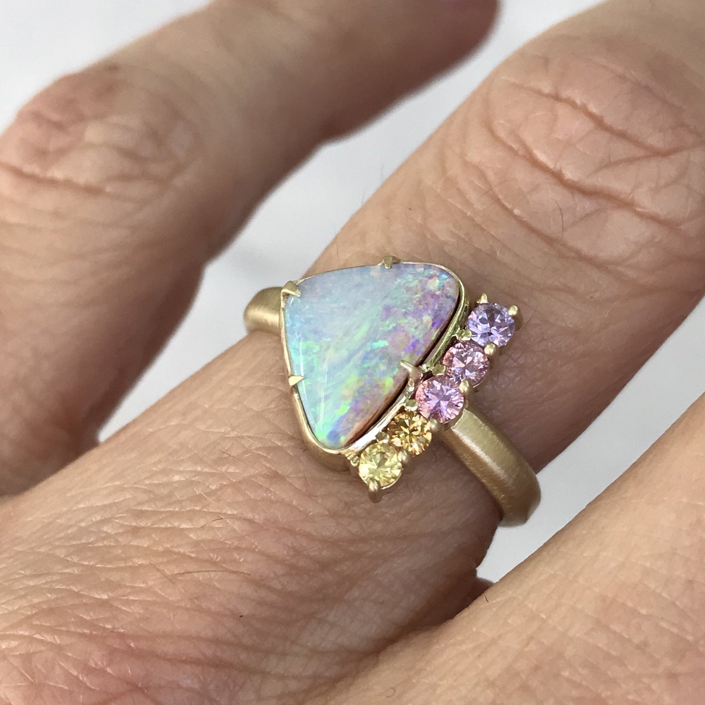 Color of My Dreams Opal and Ombre Sapphire Ring - Size 6.25-ring-NIXIN-6.25-NIXIN