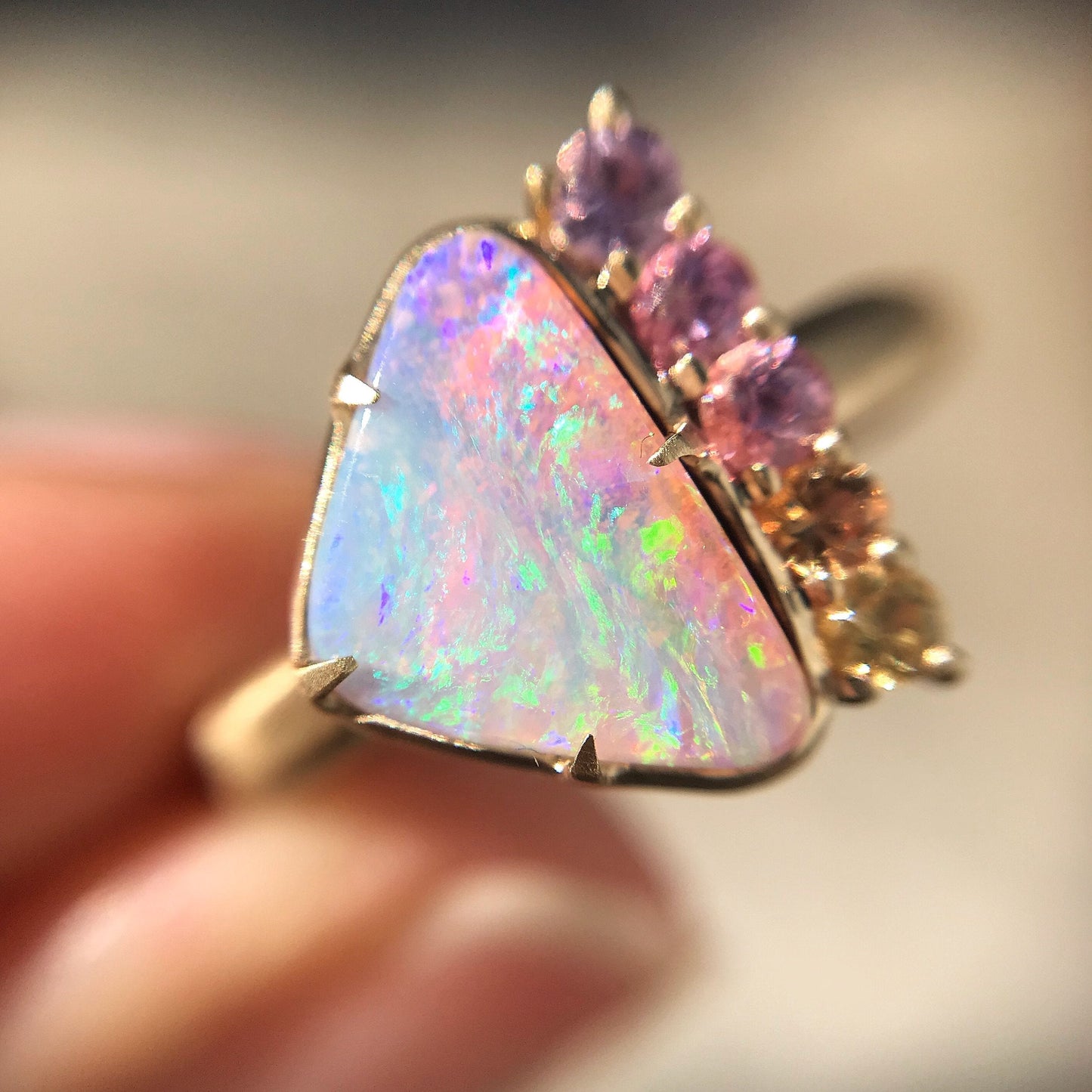 Color of My Dreams Opal and Ombre Sapphire Ring - Size 6.25-ring-NIXIN-6.25-NIXIN