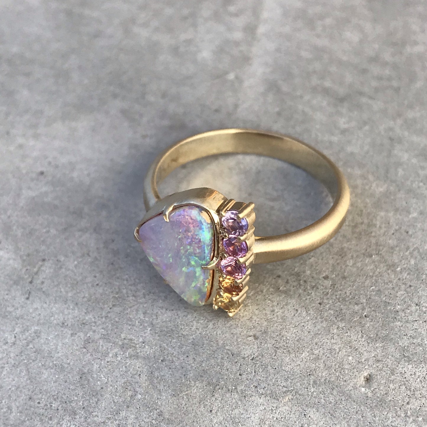 Color of My Dreams Opal and Ombre Sapphire Ring - Size 6.25-ring-NIXIN-6.25-NIXIN