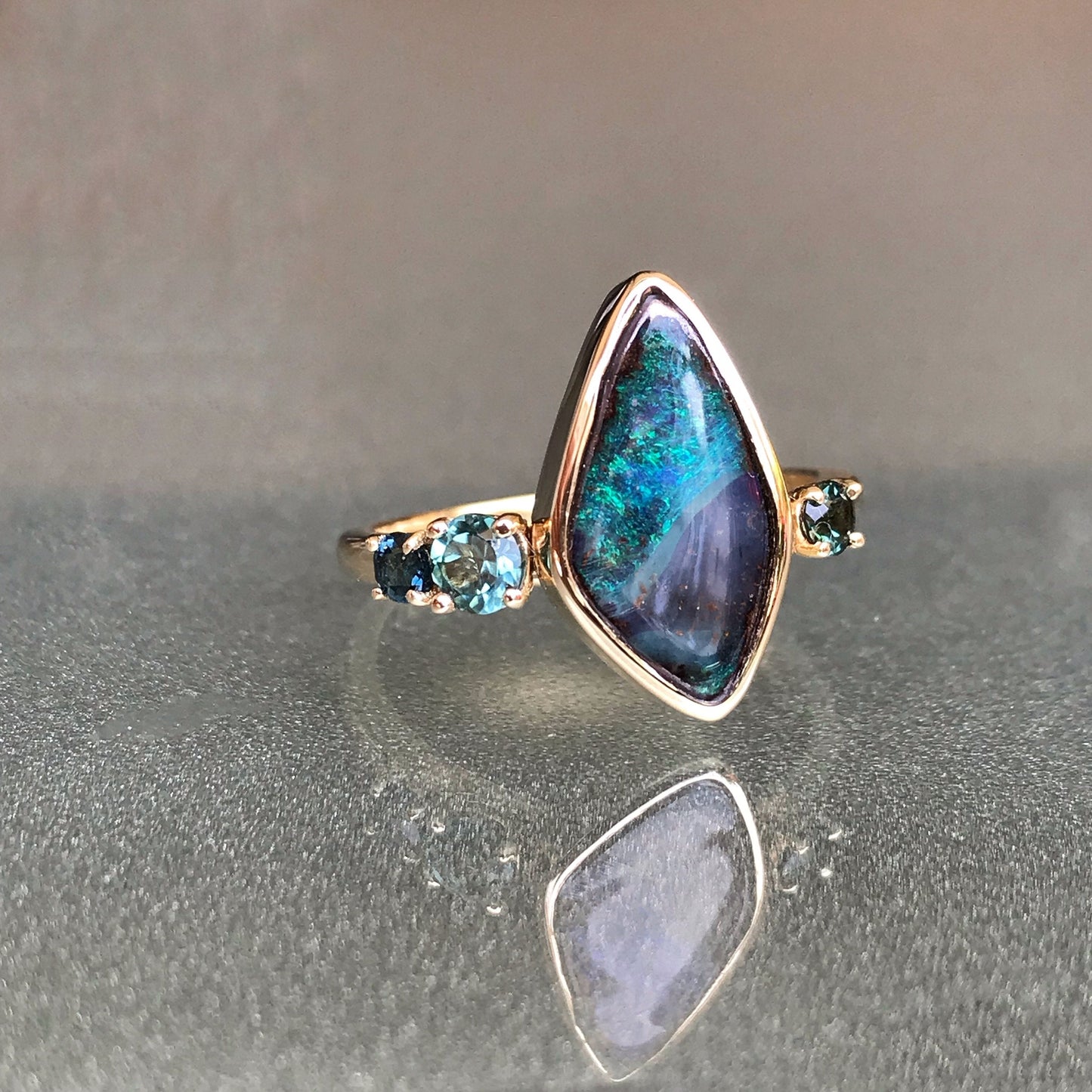 Adrift Tourmaline and Opal Gold Ring by NIXIN Jewelry