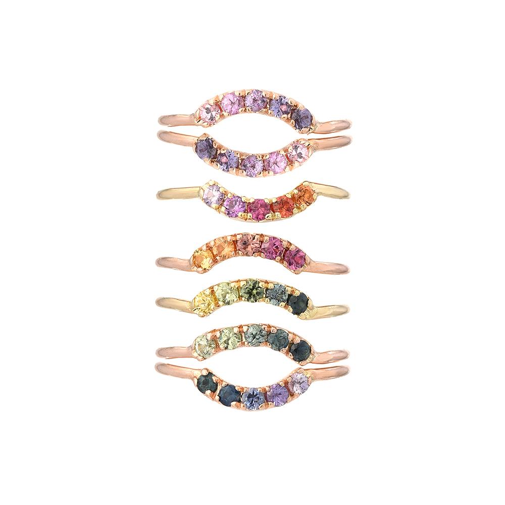 Agave Arc Ombré Sapphire Curve Ring line + hue collaboration with NIXIN Jewelry