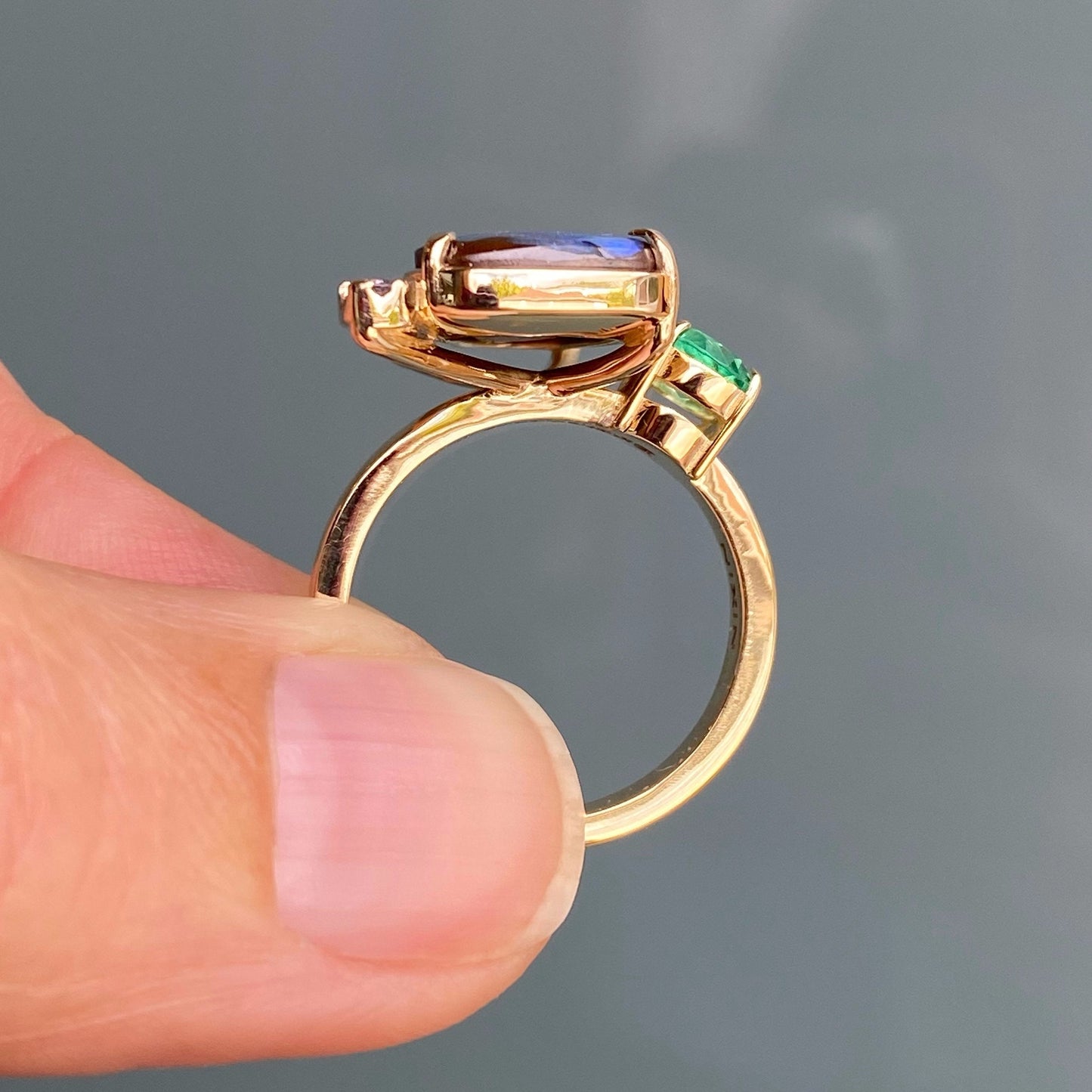 Alchemy Opal Sapphire and Emerald Gold Ring by NIXIN Jewelry