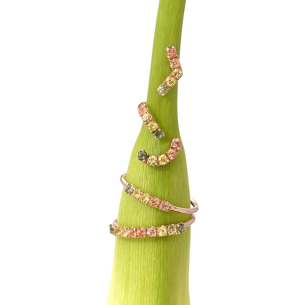 Summer Melon Linea Ombré Sapphire Bar Ring line + hue collaboration with NIXIN Jewelry