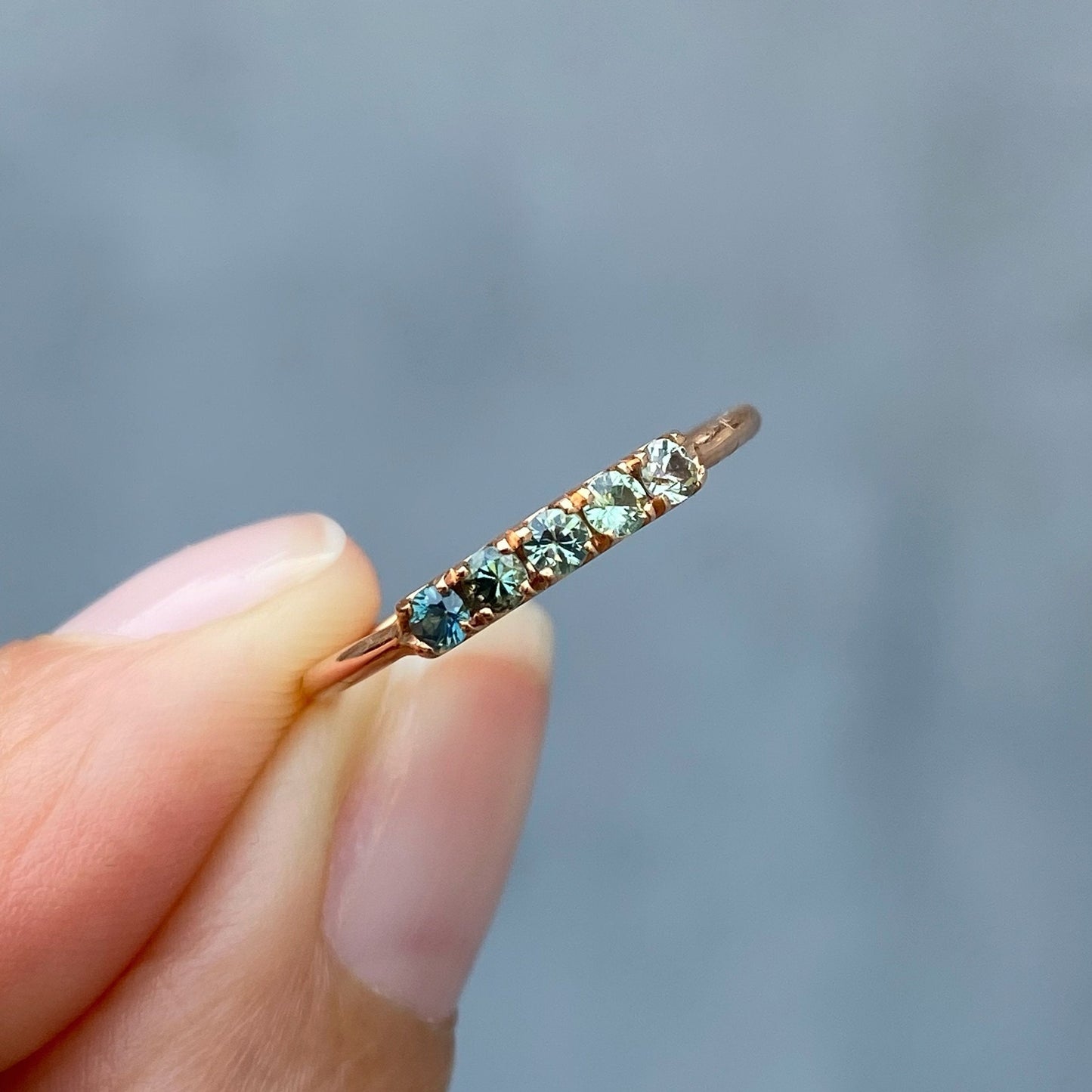 Anguilla Linea Ombré Sapphire Bar Ring line + hue collaboration with NIXIN Jewelry