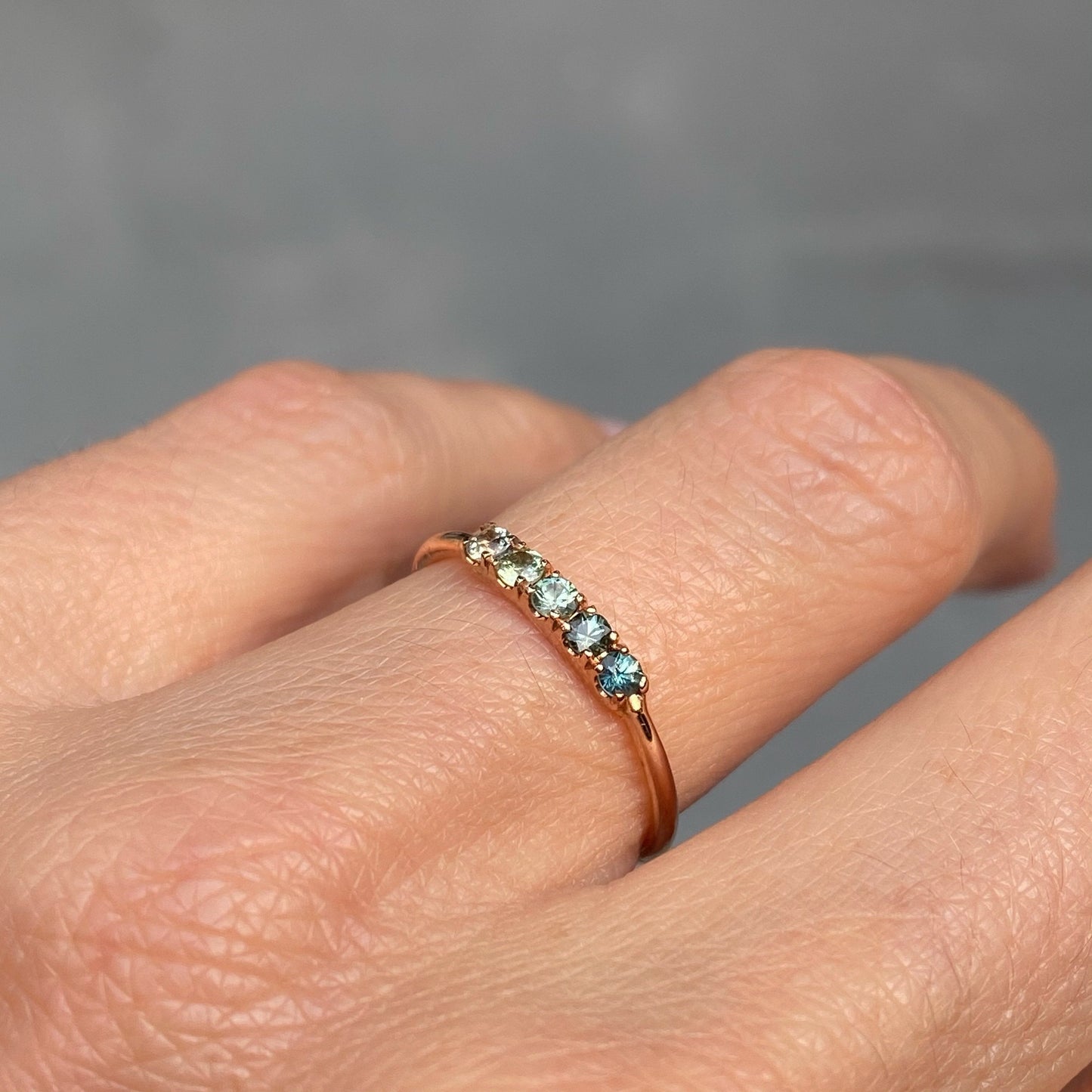 Anguilla Linea Ombré Sapphire Bar Ring line + hue collaboration with NIXIN Jewelry