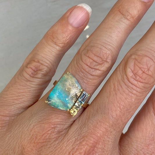 blue green opal ring