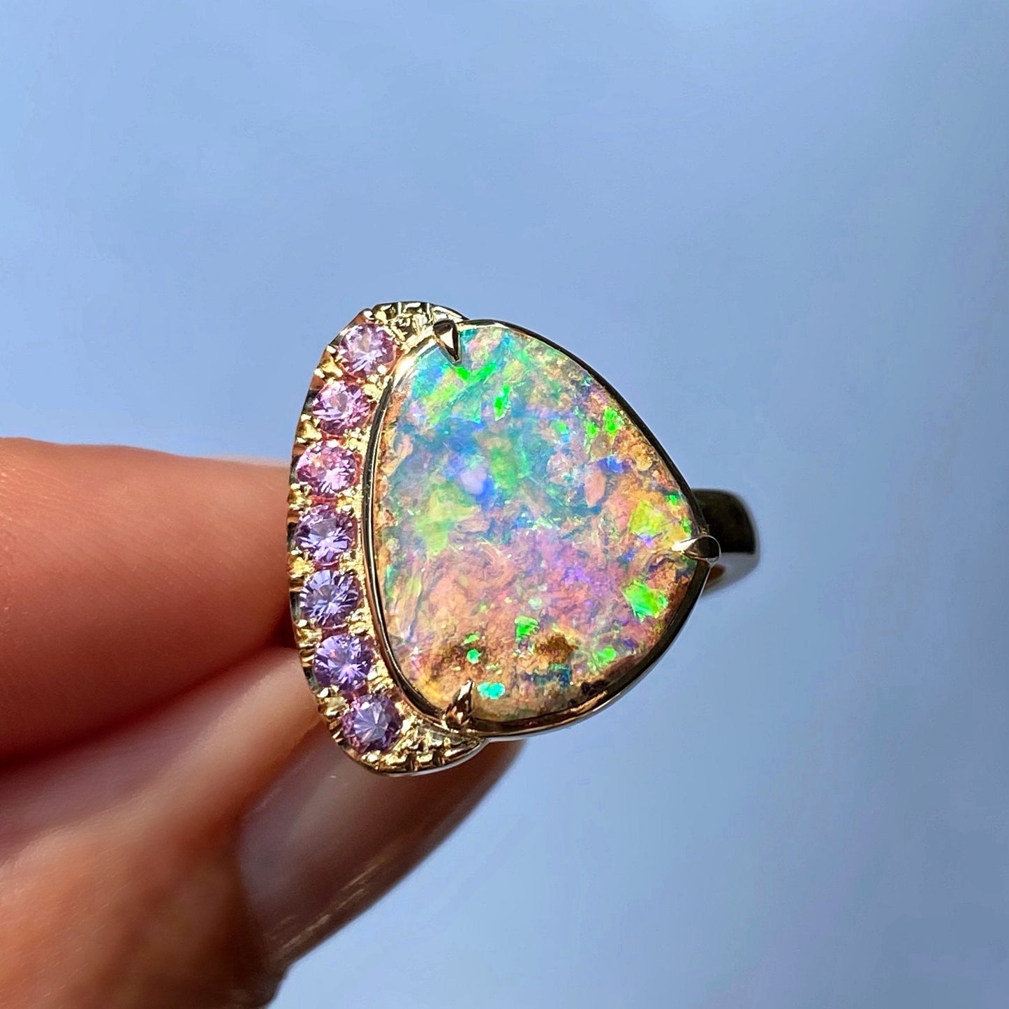 Calliope Sapphire and Boulder Opal Ring by NIXIN Jewelry