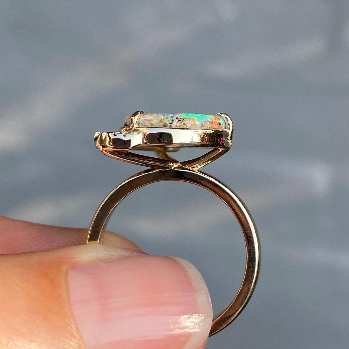 Calliope Sapphire and Boulder Opal Ring by NIXIN Jewelry