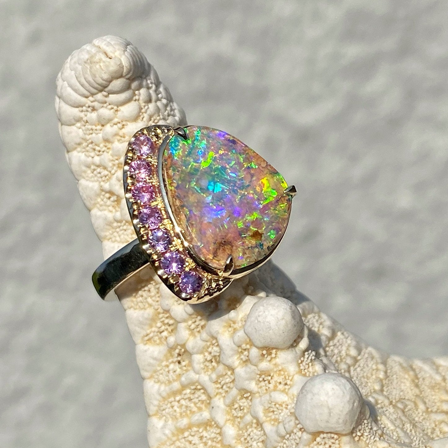 Calliope Sapphire and Boulder Opal Ring by NIXIN Jewelry