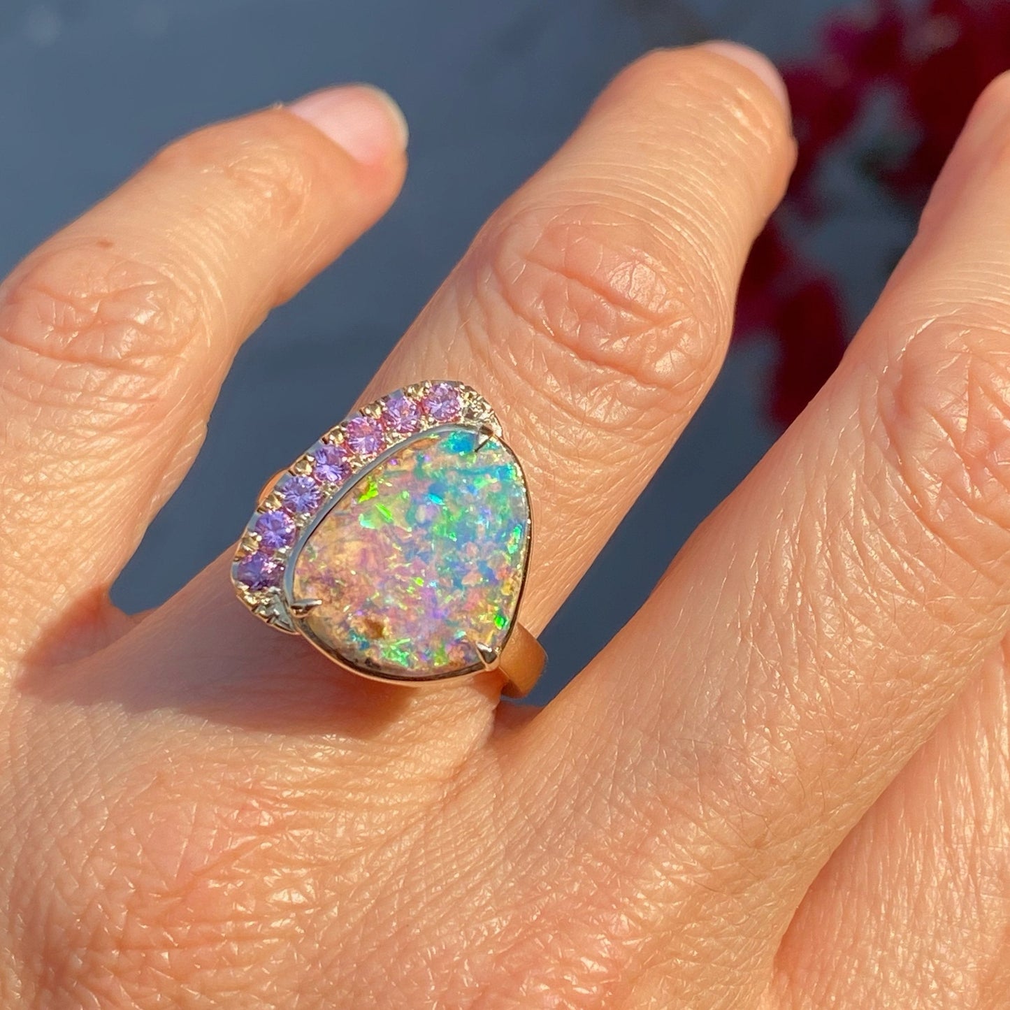 Calliope Sapphire and Boulder Opal Ring by NIXIN Jewelry