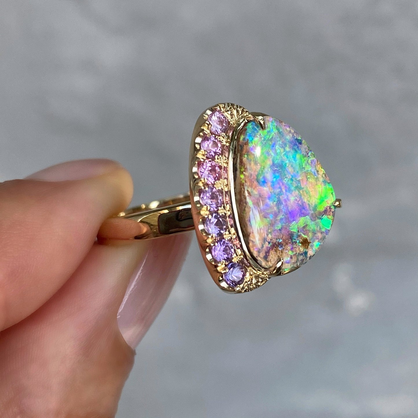 Calliope Sapphire and Boulder Opal Ring by NIXIN Jewelry