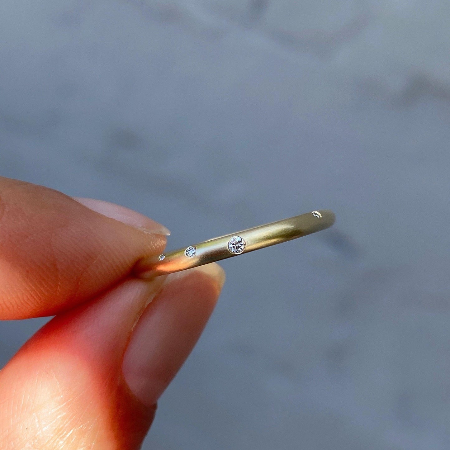 Celestial Asymmetrical Gold Diamond Wedding Band by NIXIN Jewelry
