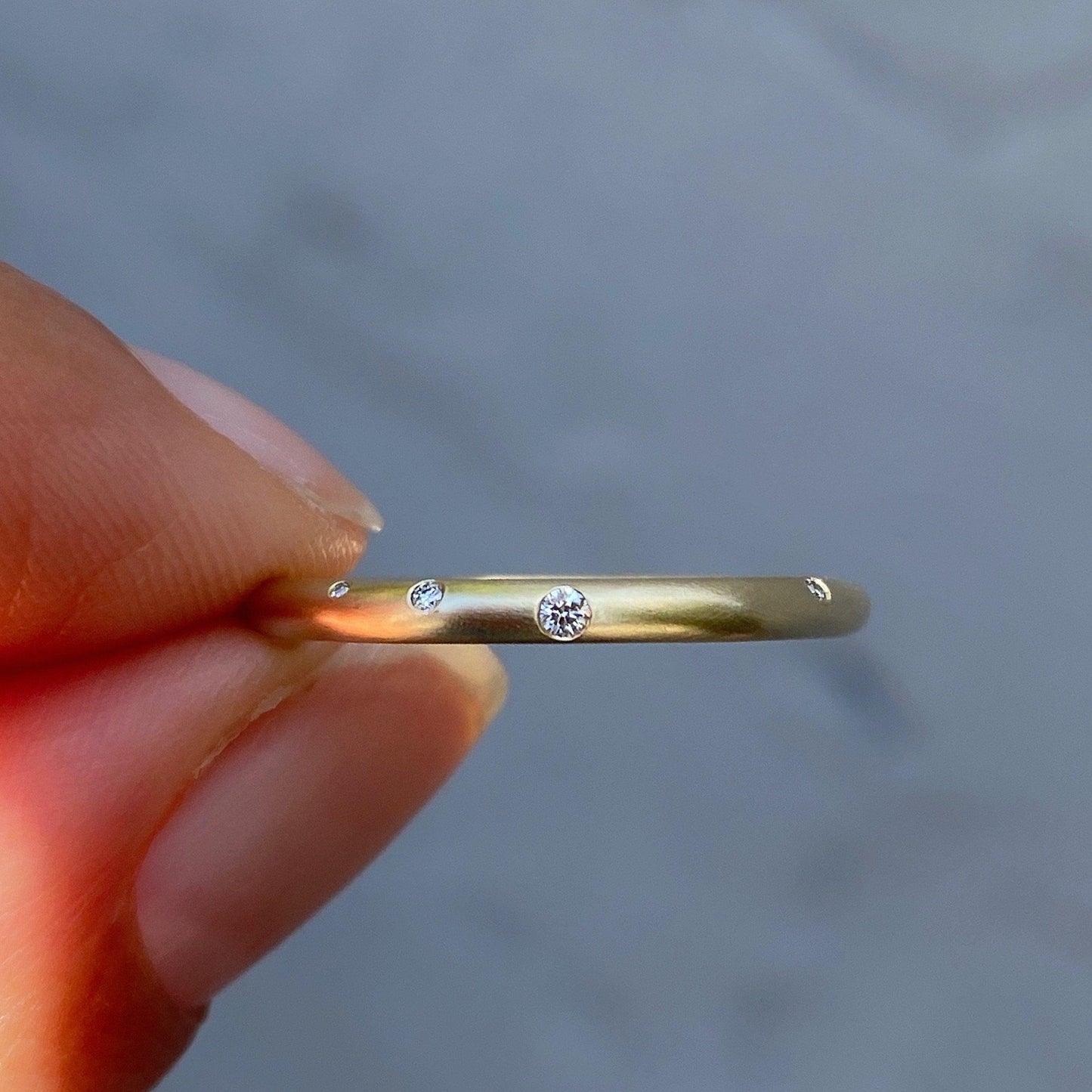 Celestial Asymmetrical Gold Diamond Wedding Band by NIXIN Jewelry