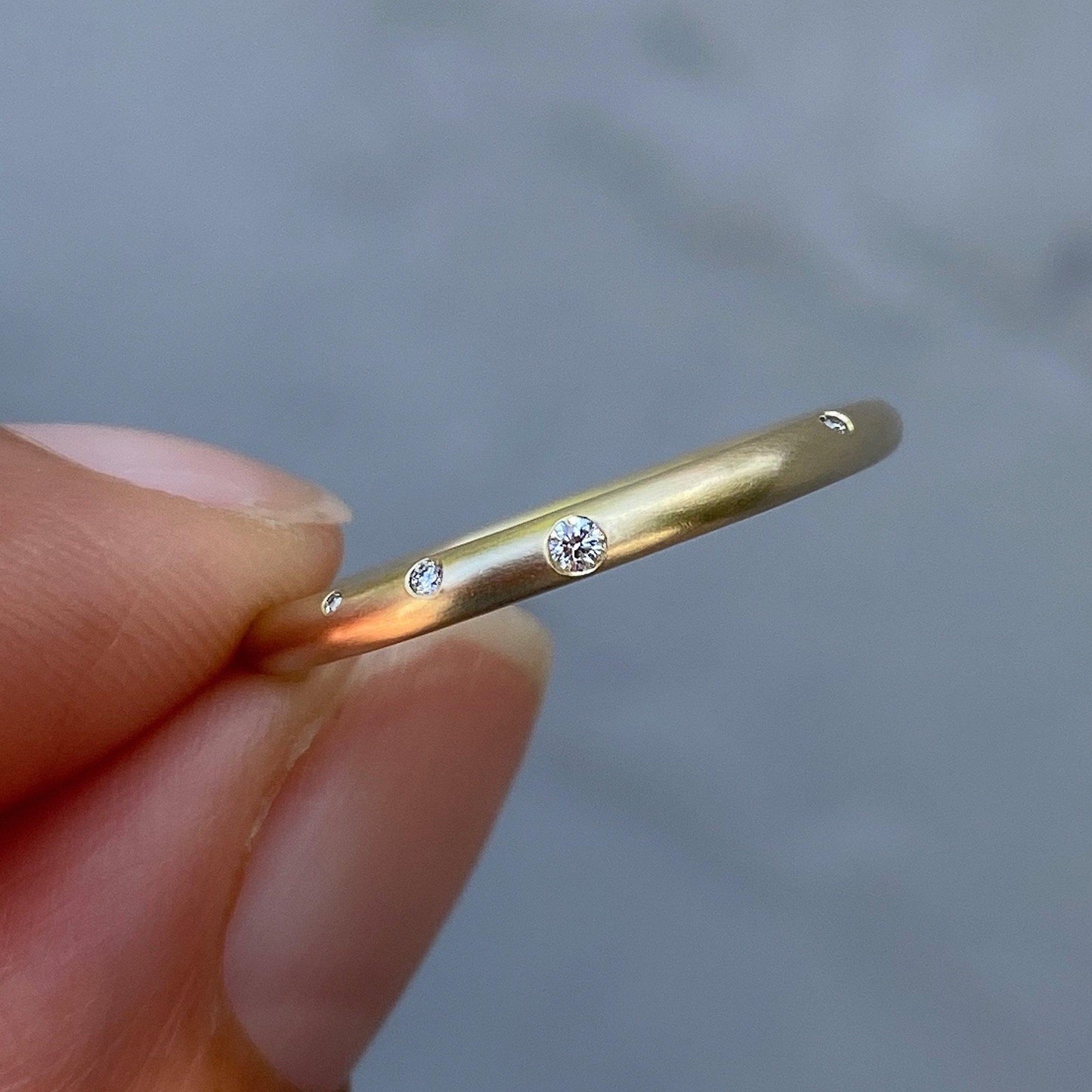 Celestial Asymmetrical Gold Diamond Wedding Band by NIXIN Jewelry