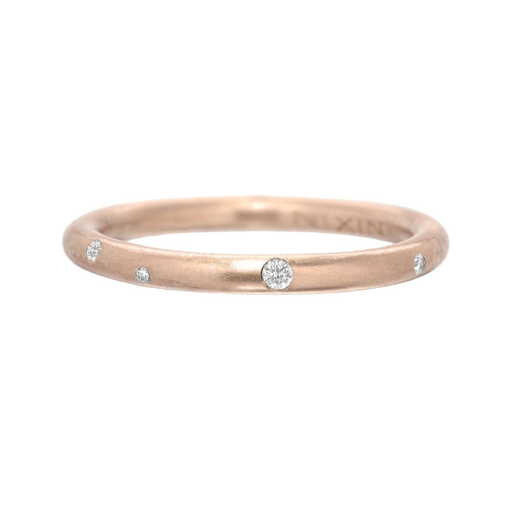 Celestial Asymmetrical Gold Diamond Wedding Band by NIXIN Jewelry