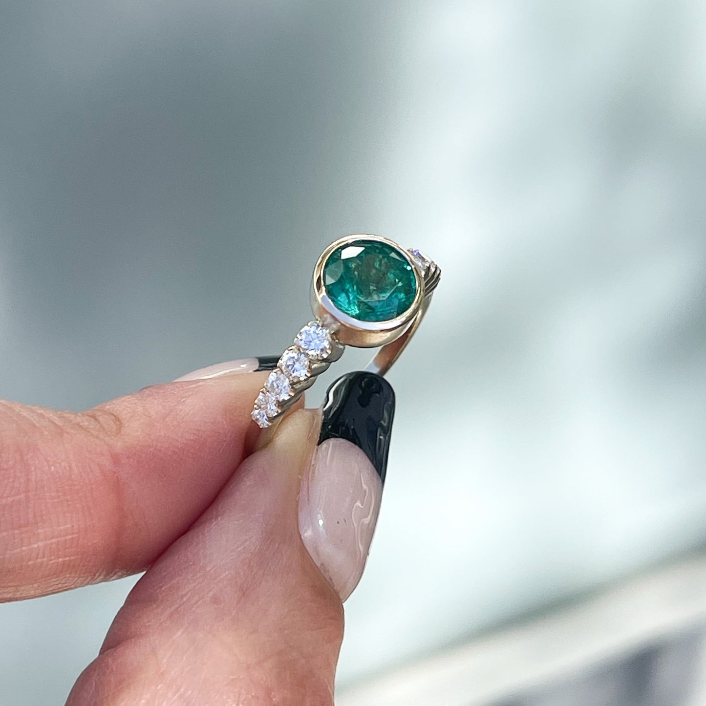 ring Denouement Emerald and Diamond Ring