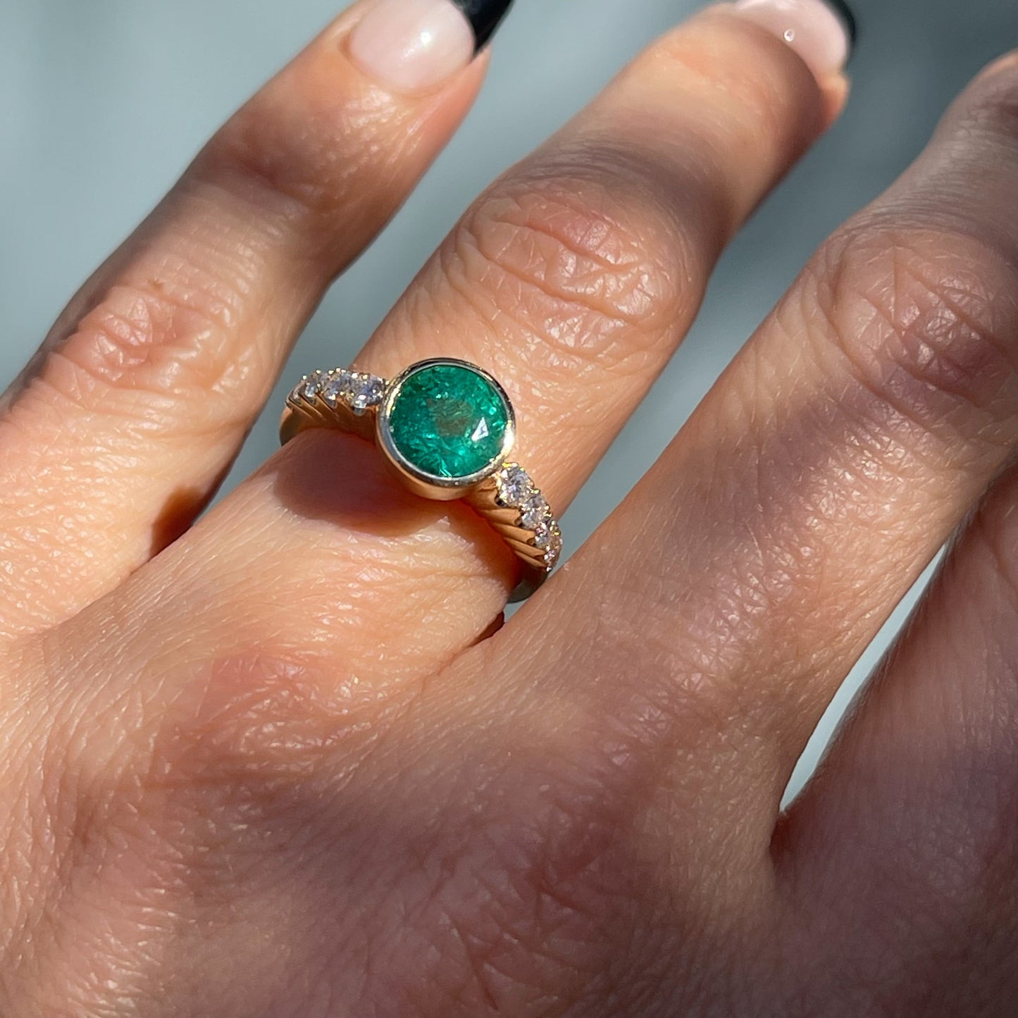 ring Denouement Emerald and Diamond Ring
