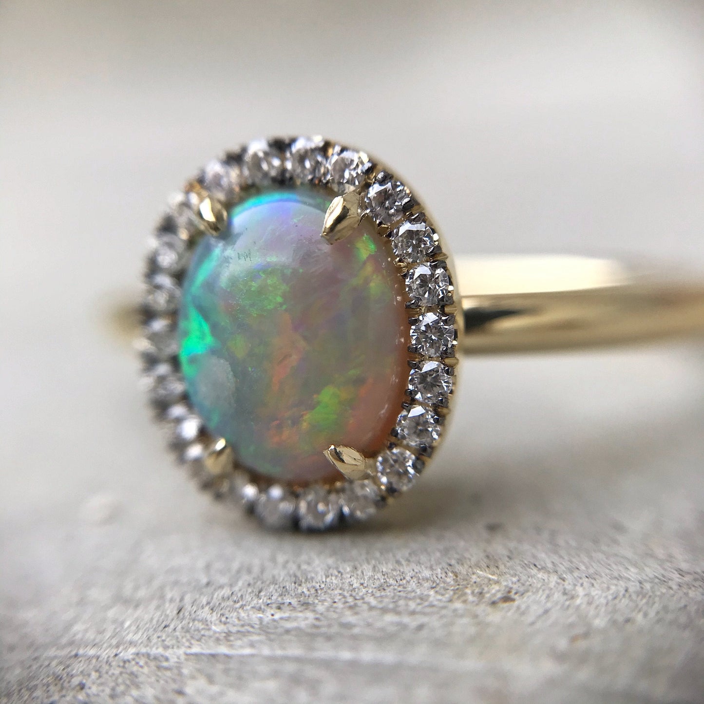 Desert Bloom Oval Opal and Diamond Ring by NIXIN Jewelry