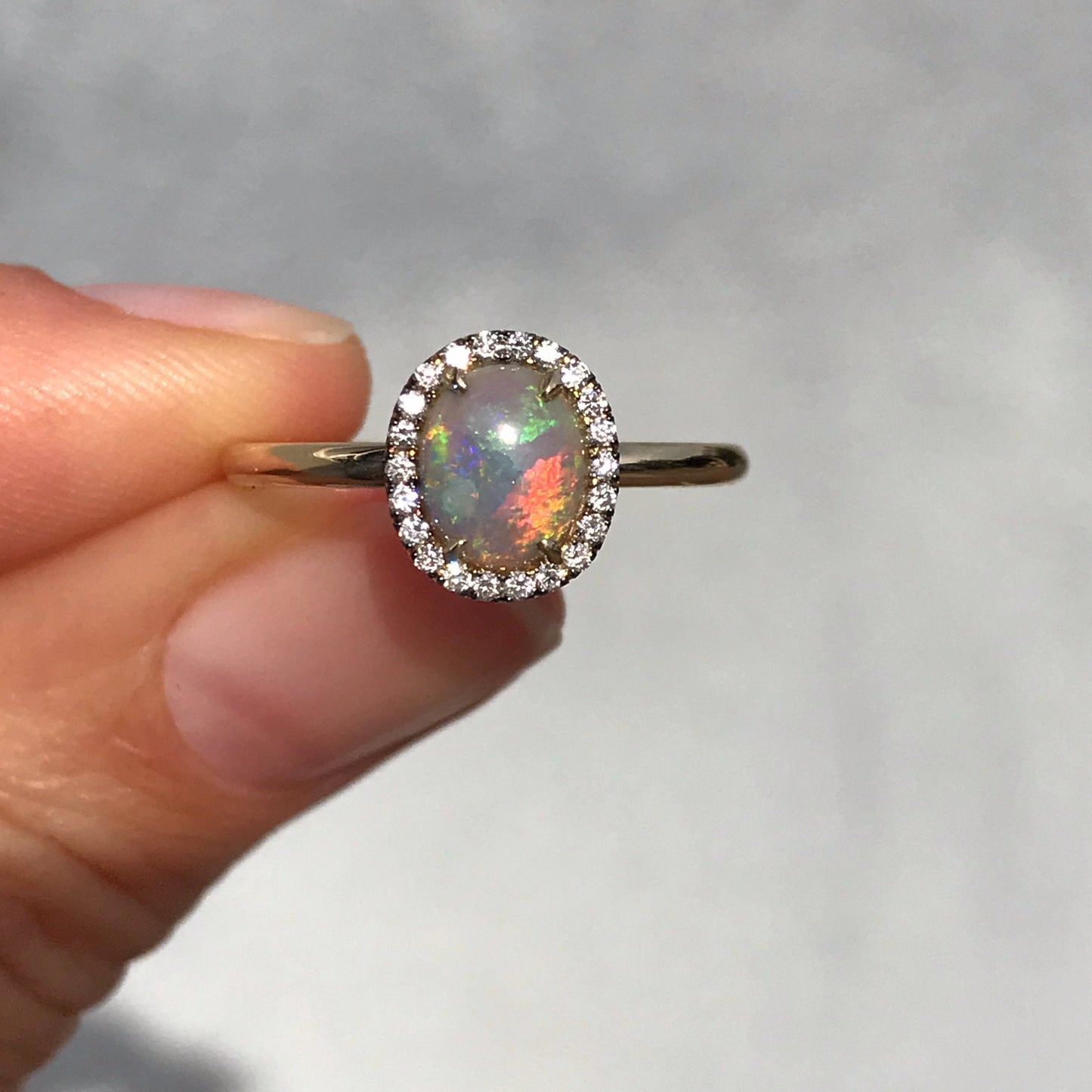 Desert Bloom Oval Opal and Diamond Ring by NIXIN Jewelry
