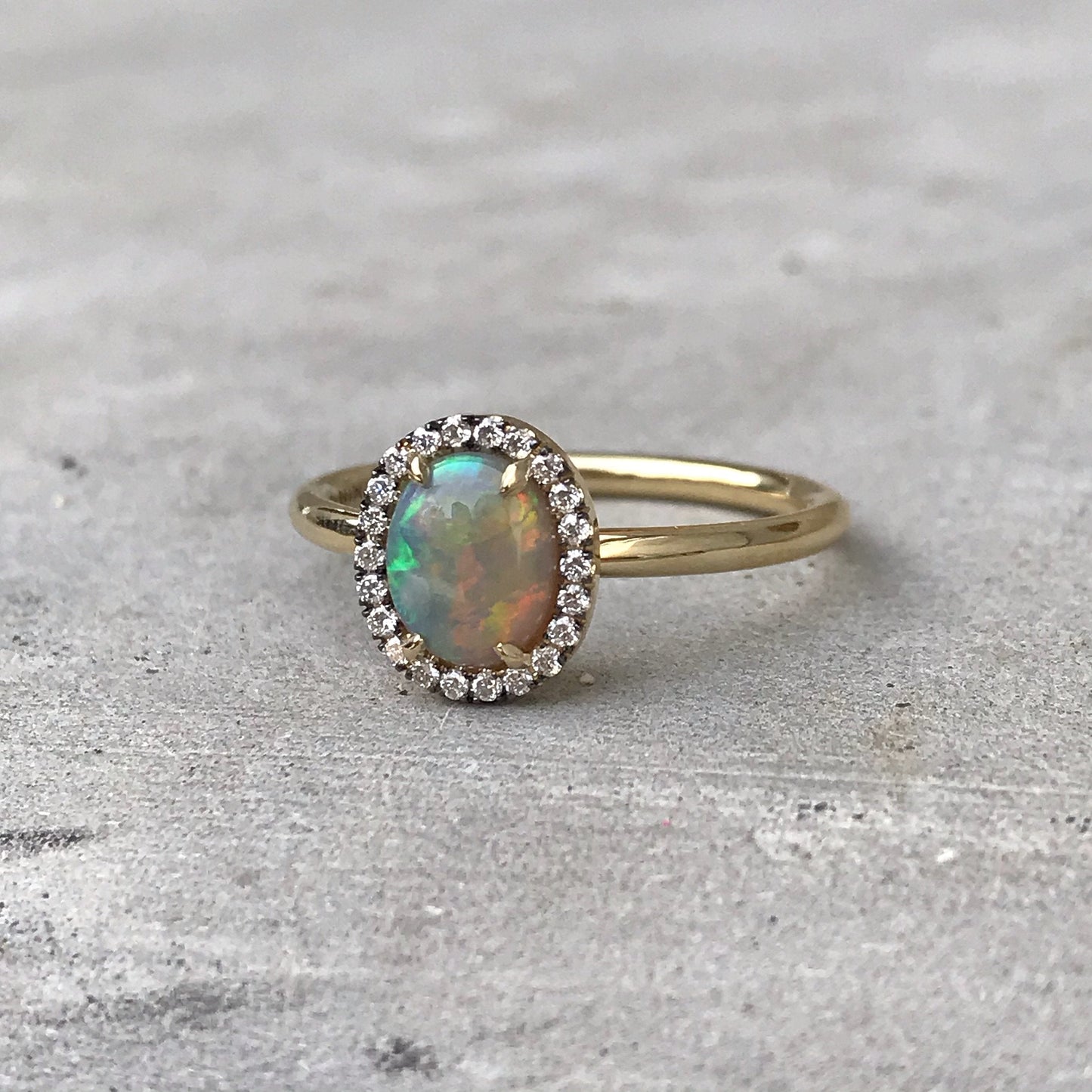 Desert Bloom Oval Opal and Diamond Ring by NIXIN Jewelry