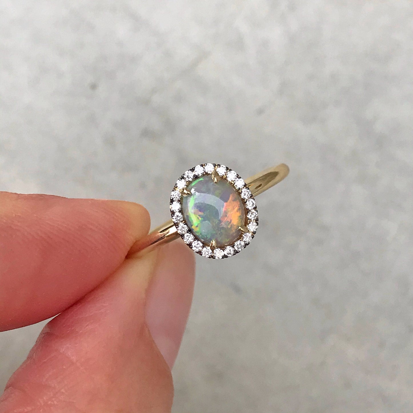 Desert Bloom Oval Opal and Diamond Ring by NIXIN Jewelry