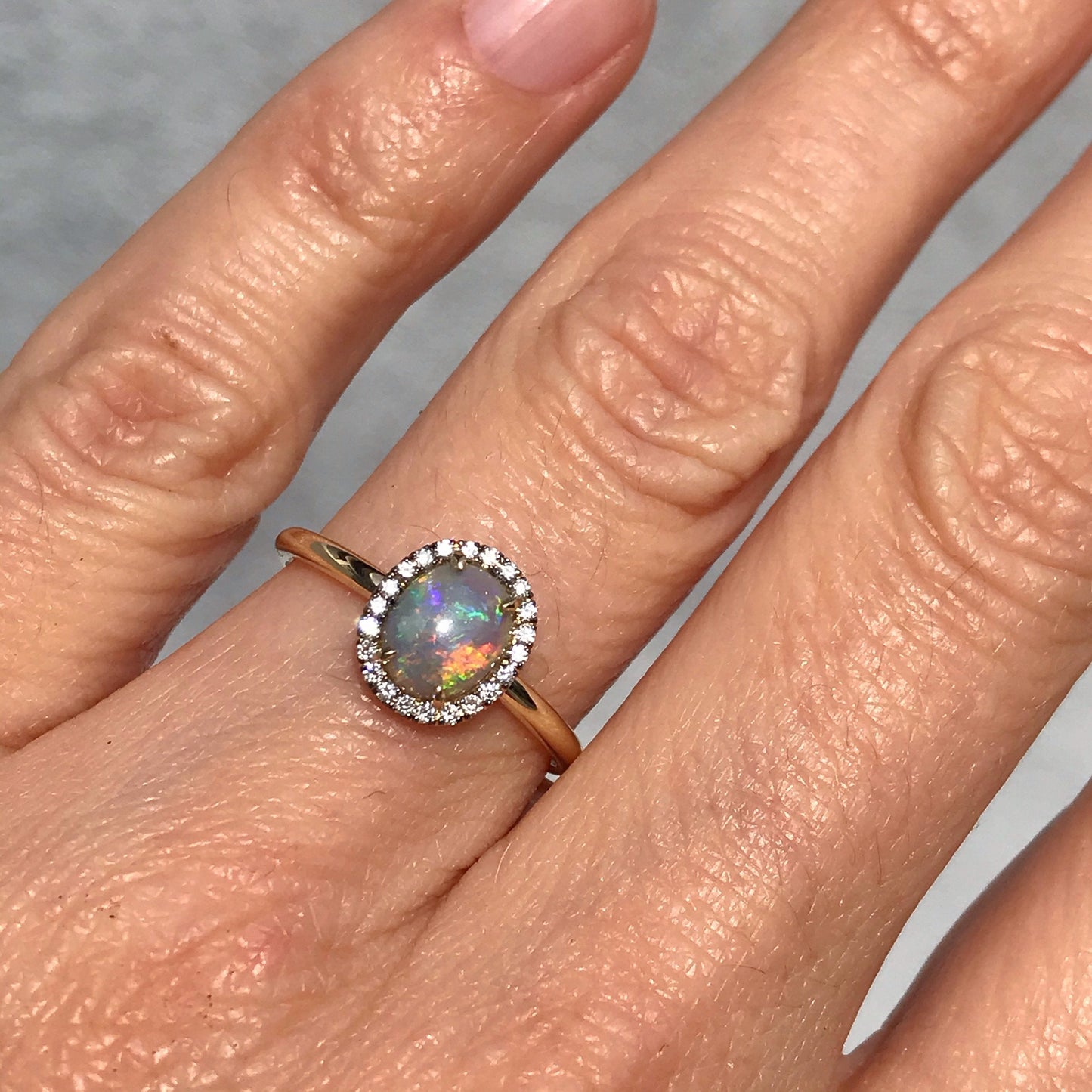 Desert Bloom Oval Opal and Diamond Ring by NIXIN Jewelry