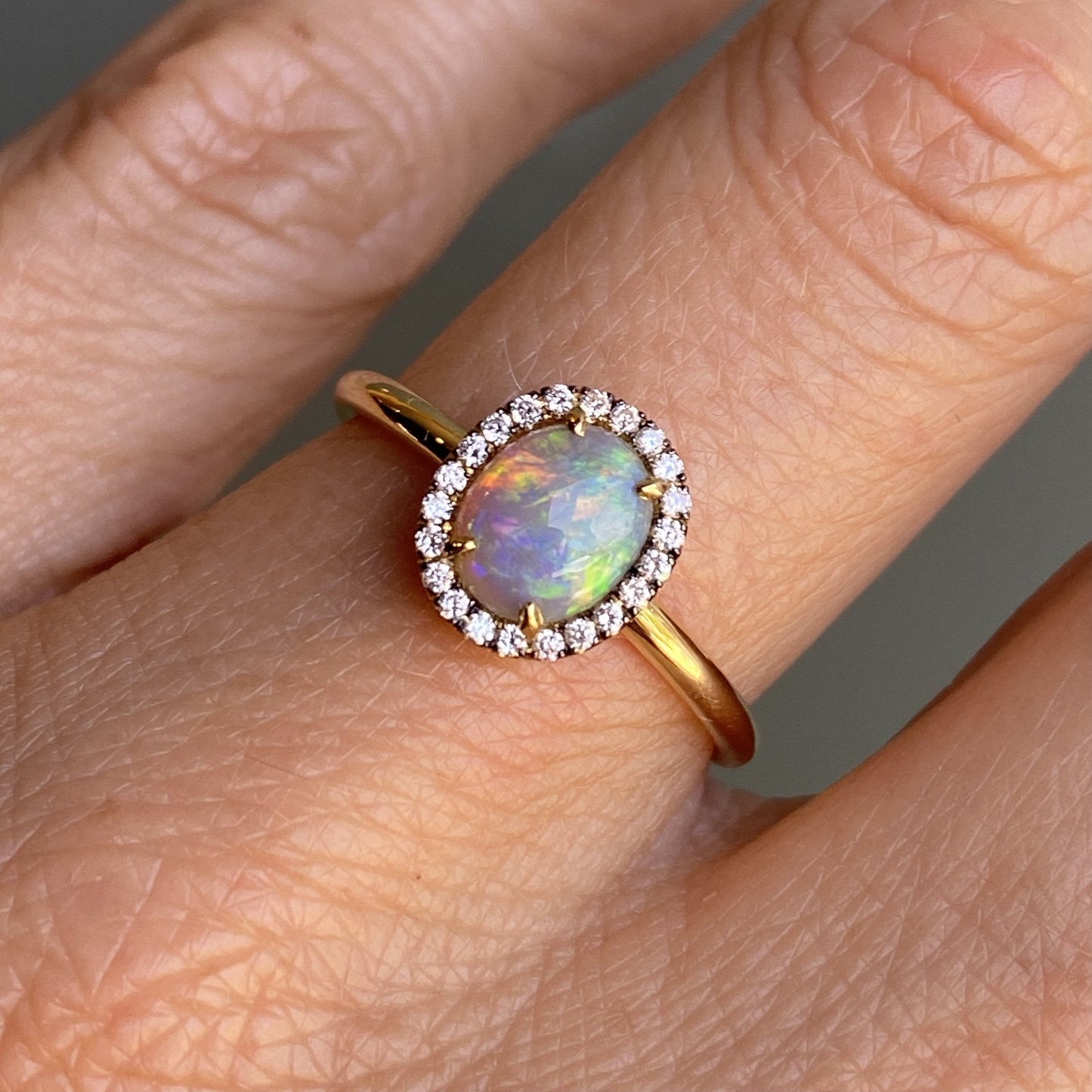 Desert Bloom Oval Opal and Diamond Ring by NIXIN Jewelry